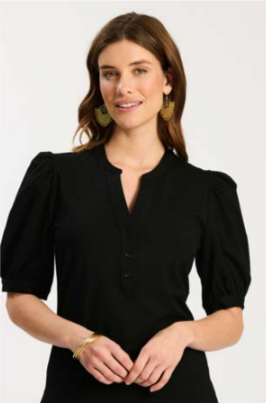 Tyler Boe Paulina Quarter Sleeve Top in Black