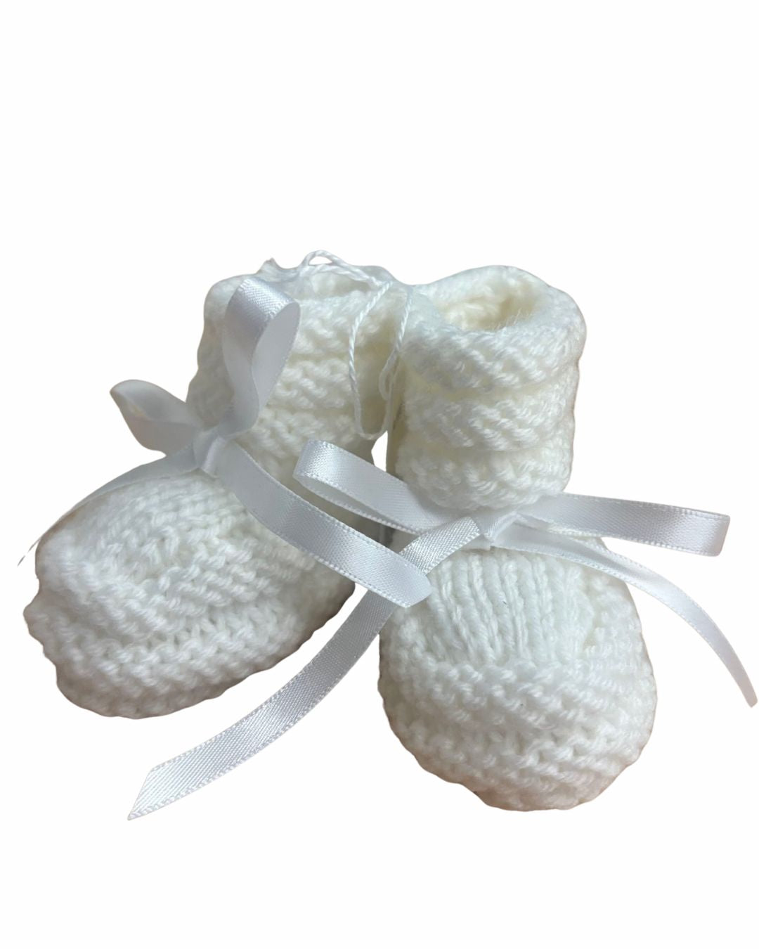 RIBBED CUFF KNIT BOOTIES-WHT