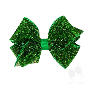 Wee Ones Extra-Small Sparkle Girls Hair Bow in Green