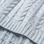 Load image into Gallery viewer, Elegant Baby Horseshoe Cable Knit Baby Blanket in Pale Blue
