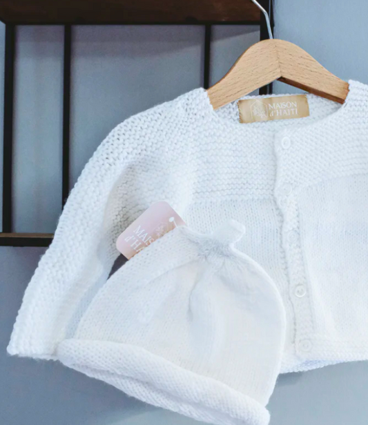 Maison d'Haiti Baby Sweater Set in White