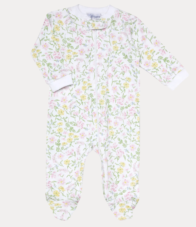 Nella Pima Berry Wildflowers Zipper Footie
