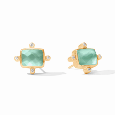 Julie Vos Clara Gold Stud Earring in Aqua Blue – The Woman's Exchange ...