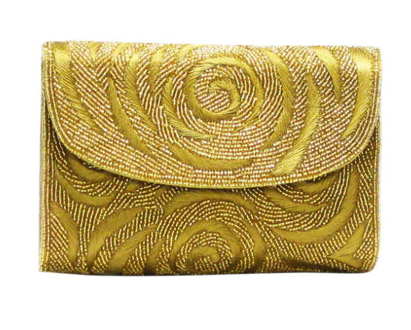 Handmade Beaded Clutch Gold Embroidery
