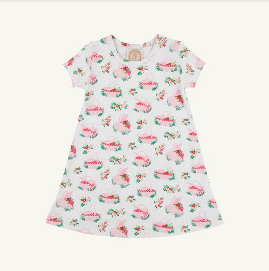 The Beaufort Bonnet Company Short Sleeve Polly Play Dress in Pink Picnic Pack