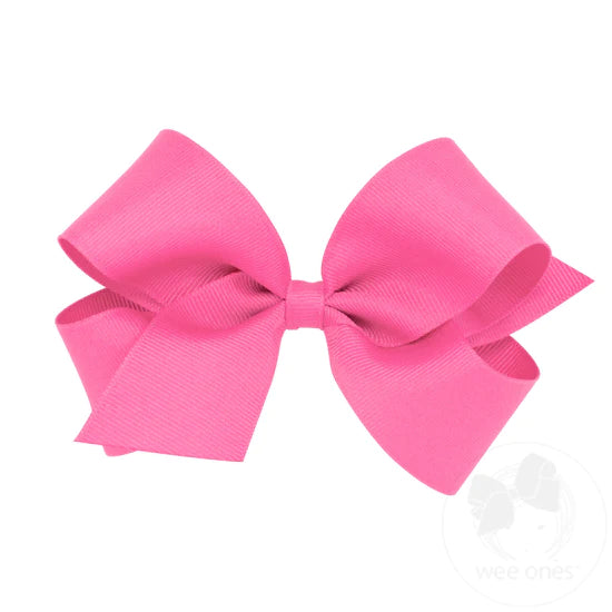 Wee Ones Medium Classic Grosgrain Bow in Hot Pink