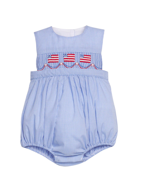 Little English Smocked Apron Bubble in Flags