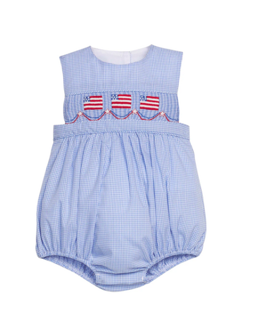 Little English Smocked Apron Bubble in Flags