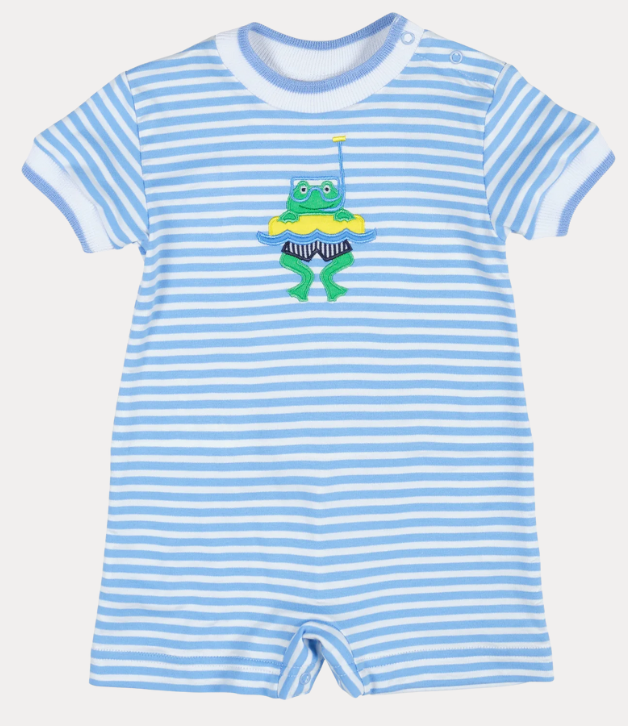 Florence Eiseman Stripe Knit Shortall With Frog