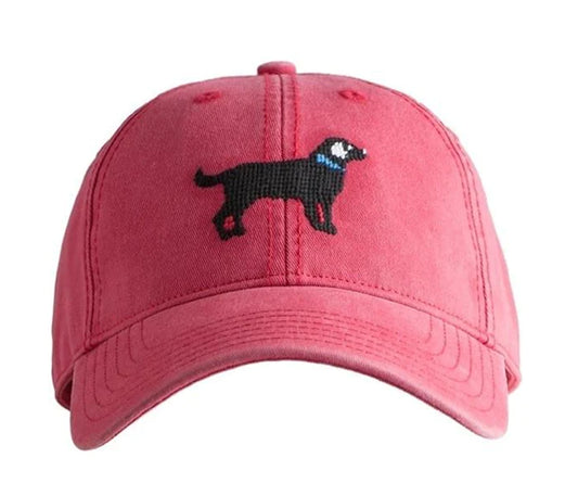 Harding Lane Kids Black Lab Baseball Hat in Weathered Red