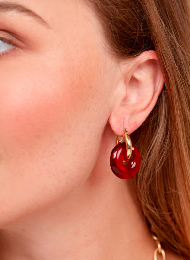 Zenzii 2-in-1 Resin Marble Drop Earring in Brown & Gold