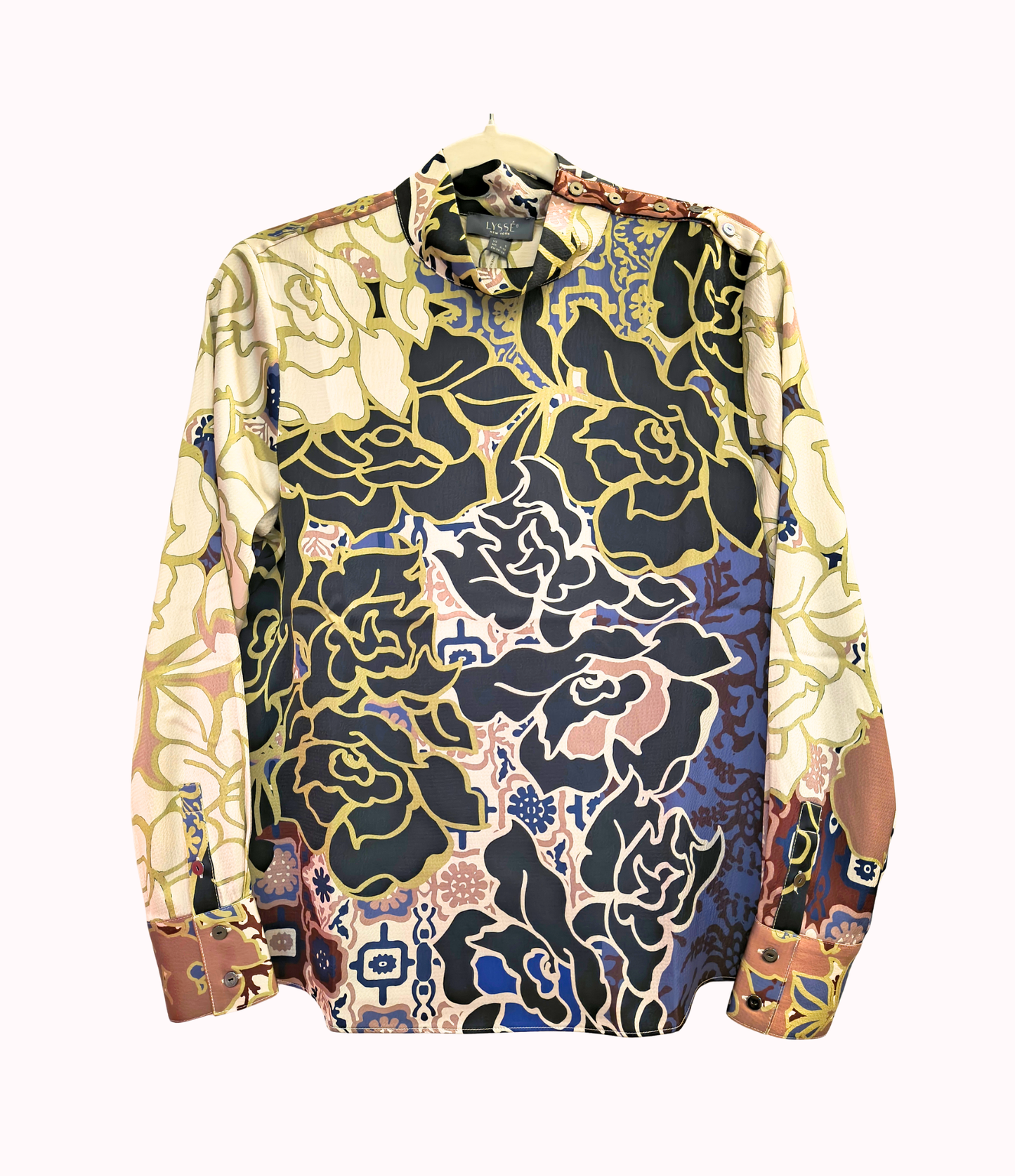 Lysse Seraphina Mock Neck Blouse in Antique Garden