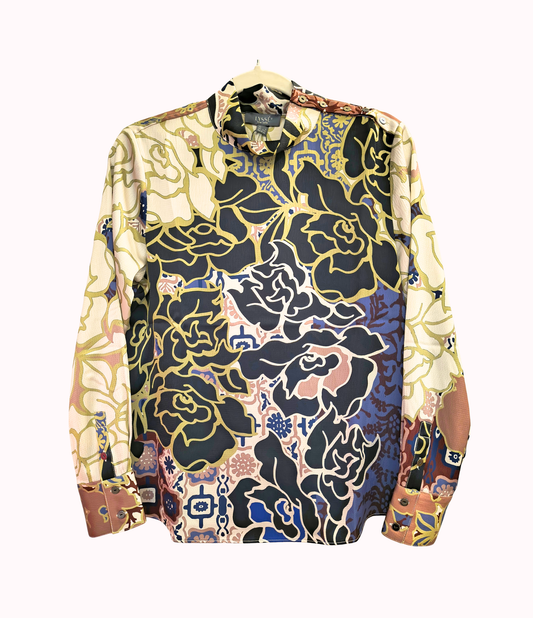 Lysse Seraphina Mock Neck Blouse in Antique Garden