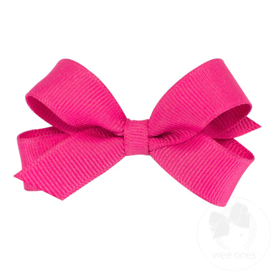 Wee Ones Tiny Classic Grosgrain Girls Bow in Shocking Pink