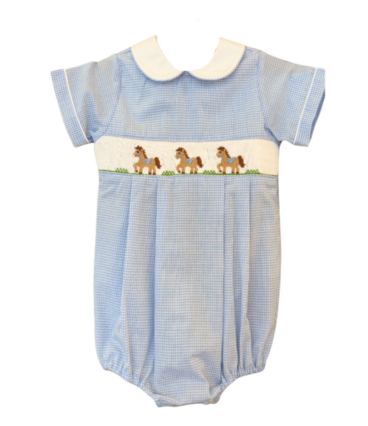 Petit Bebe: Horses Bubble - LT BLU