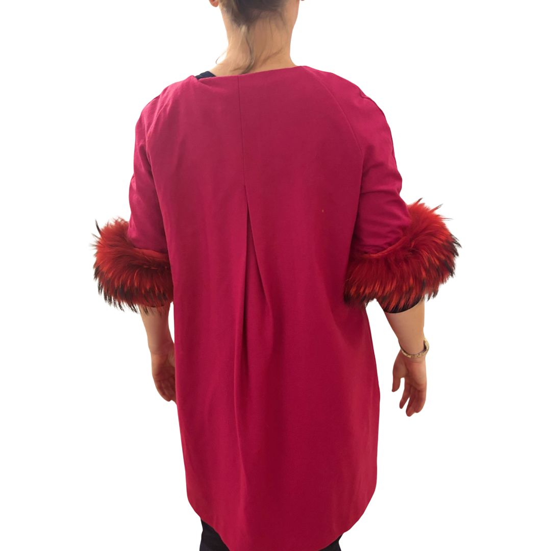 HANDMADE WOMEN'S 3/4 SLV COAT W/FUR CUFF