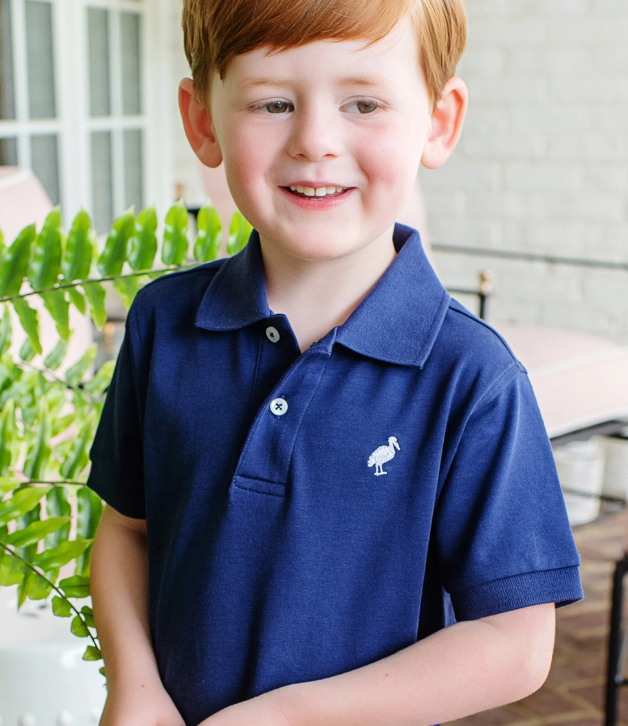 TBBC Prim & Proper Polo in Nantucket Navy with Worth Avenue White Stork