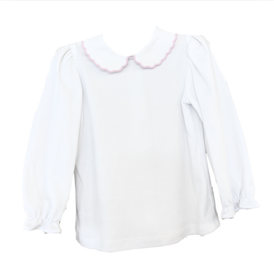 Zuccini Kids: Kendall Collar Blouse L/S- WHT/PNK