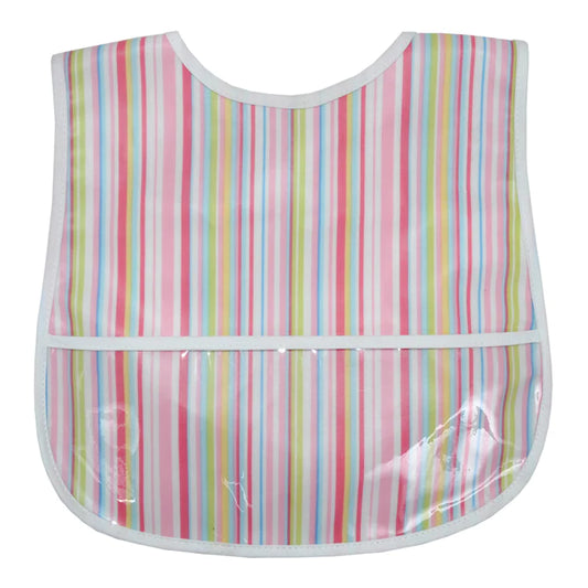 3 Martha's Wipeable Bib in Pink Multi Stripe