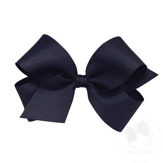 Wee Ones Medium Classic Grosgrain Bow in Navy