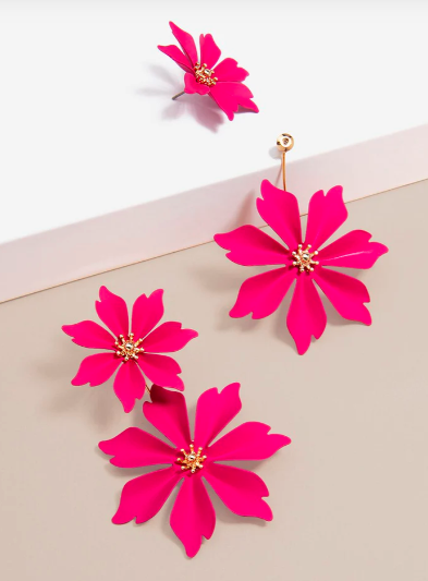 Zenzii Jasmine Drop Earring in Hot Pink