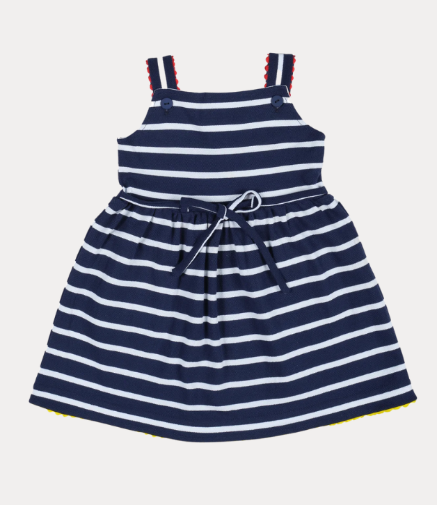 Florence Eiseman Stripe Knit Dress With Ric Rac And Flowers
