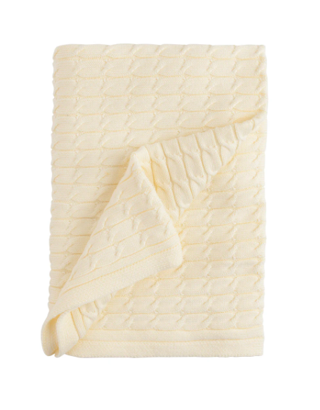 Little English Cable Knit Blanket in Yellow