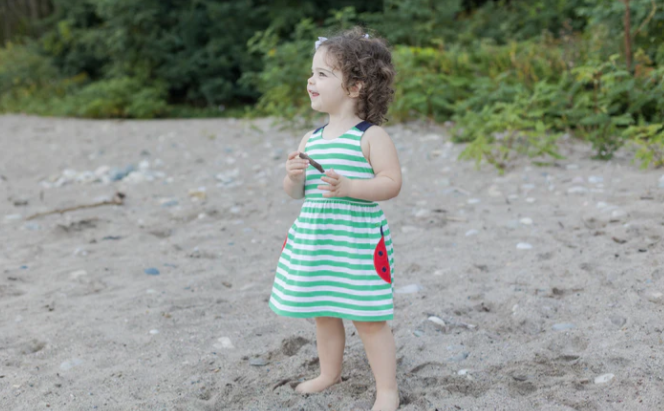 Florence Eiseman Stripe Knit Dress with Ladybug Pockets