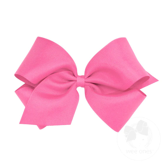 Wee Ones King Classic Grosgrain Girls Bow in Hot Pink