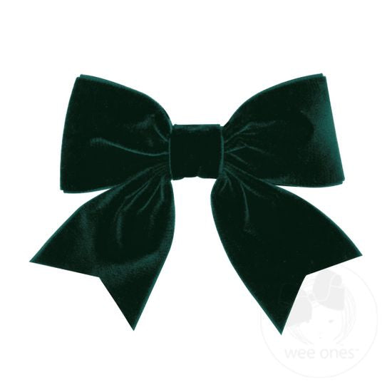 Wee Ones Small King Plush Velvet Bowtie in Forest Green