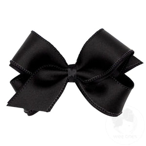 Wee Ones Medium Jewel Satin Hair Bow in Black