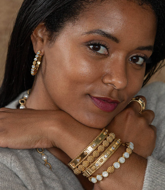 Capucine de Wulf Berry Gem Medium Hoop Earrings in MOP