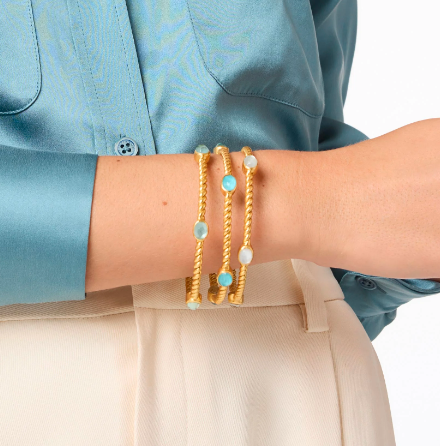 Julie Vos Nassau Stone Bangle in Capri Blue