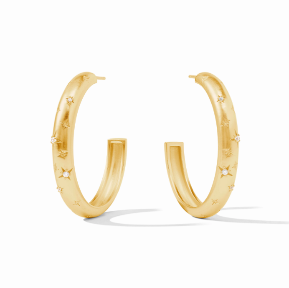 Julie Vos: Hoop Stone Earring - Luna - CZ - L