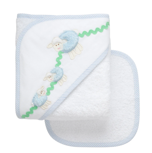 3 Marthas Towel/Washcloth Set in Blue Lamb