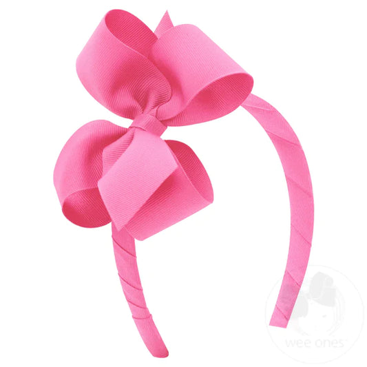 Wee Ones Medium Bow Headband in Hot Pink