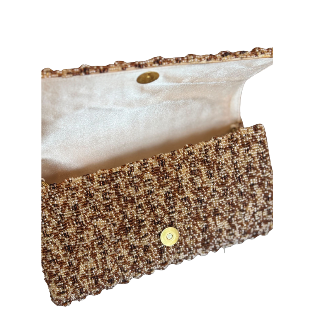 Tiana Designs: Fold Over Structured Clutch - MD - BRWN FLW