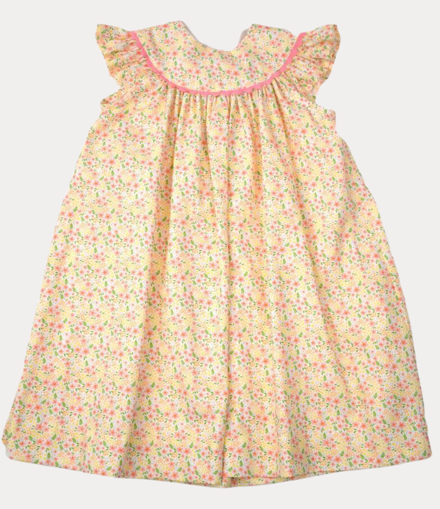Funtasia Too Girls Yellow & Pink Floral Bishop Dress
