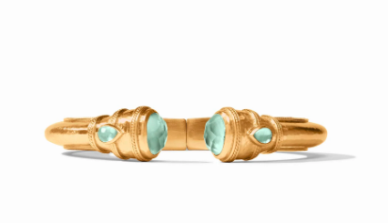 Julie Vos Cannes Demi Hinged Cuff Bracelet in Aqua Blue