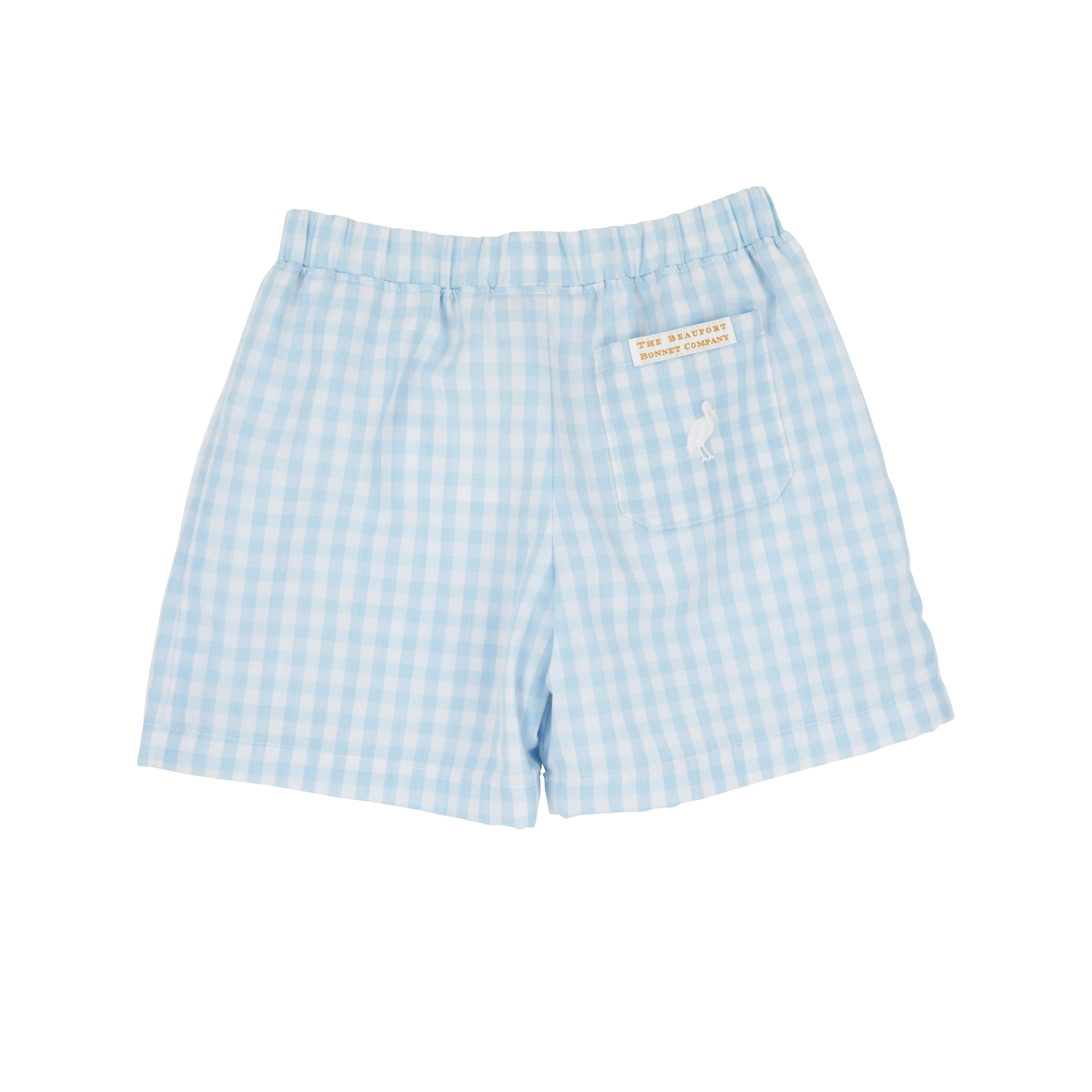 TBBC Shelton Shorts in Buckhead Blue Gingham with Apple Applique