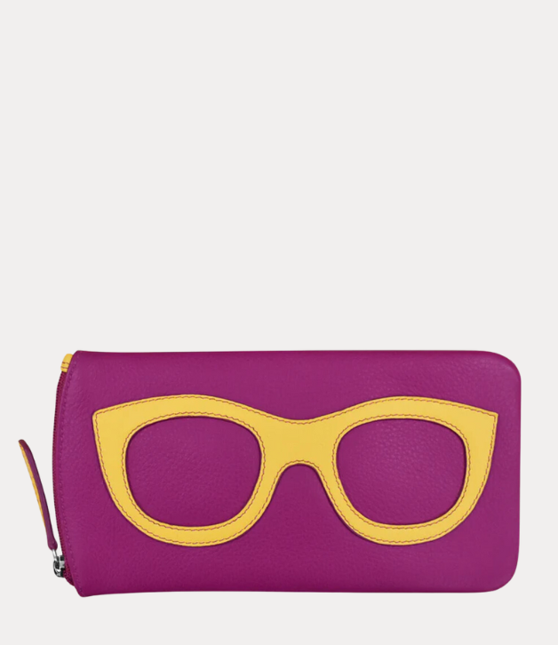 ili Leathers Eyeglass Case with Eyeglass Design in Purple & Yellow