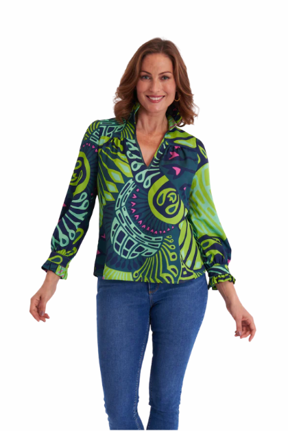 CK Bradley: Aspen Blouse Paddle Celadon