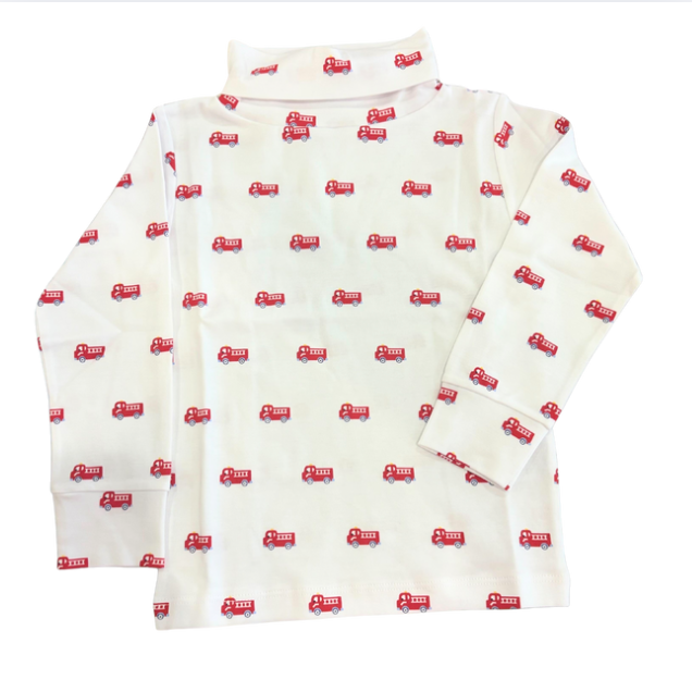 Little English: Printed Firetruck Turtleneck