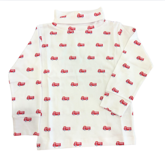 Little English: Printed Firetruck Turtleneck