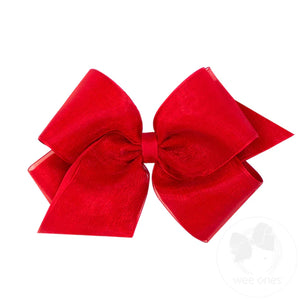 Wee Ones King Organza and Grosgrain Overlay Hair Bow in Red