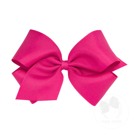 Wee Ones King Classic Grosgrain Girls Bow in Shocking Pink