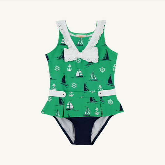 The Beaufort Bonnet Company Bridgehampton Bathing Suit in Yacht to Join Us Kelly Green