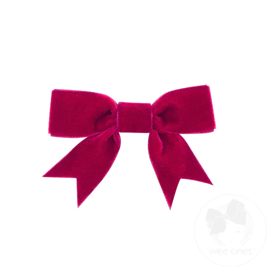 Wee Ones Mini Velvet Bow in Cardinal