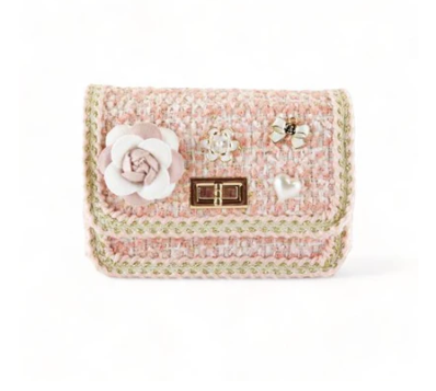 Doe a Dear: Floral Appliques Tweed Purse