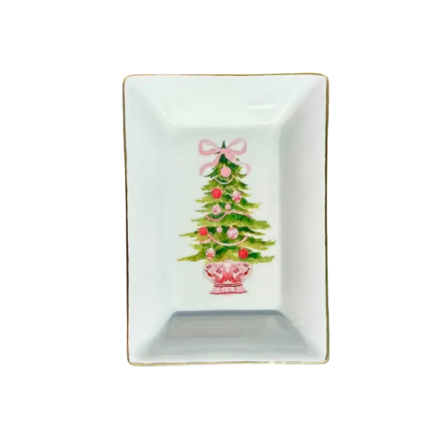 French Bee: Trinket Tray - Christmas Tree Pink